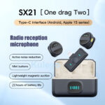 SX21-New 2-in-1 Wireless Lavalier Microphone – Dual Mic Setup for Crystal Clear Mobile Recording - Image 7