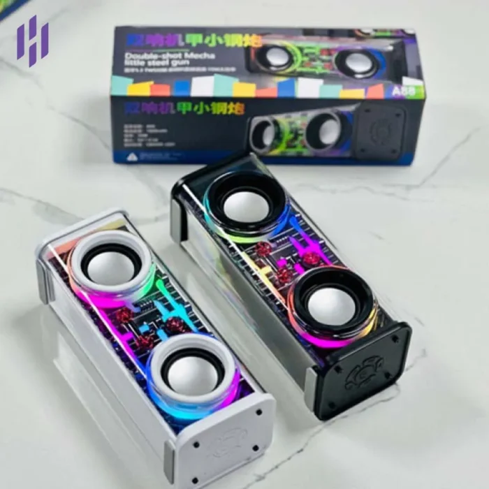 V8 Transparent Mechanical TWS Subwoofer Wireless Bluetooth Speaker - Image 6