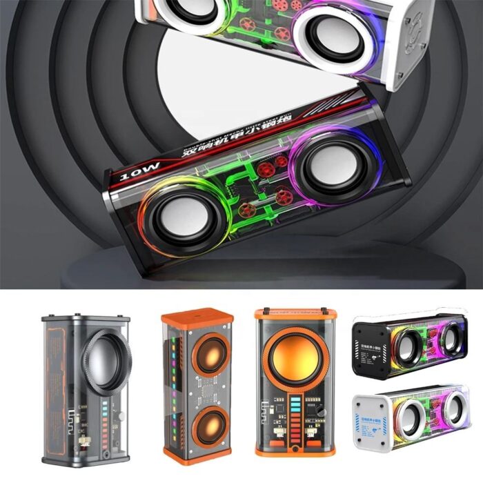 V8 Transparent Mechanical TWS Subwoofer Wireless Bluetooth Speaker - Image 3