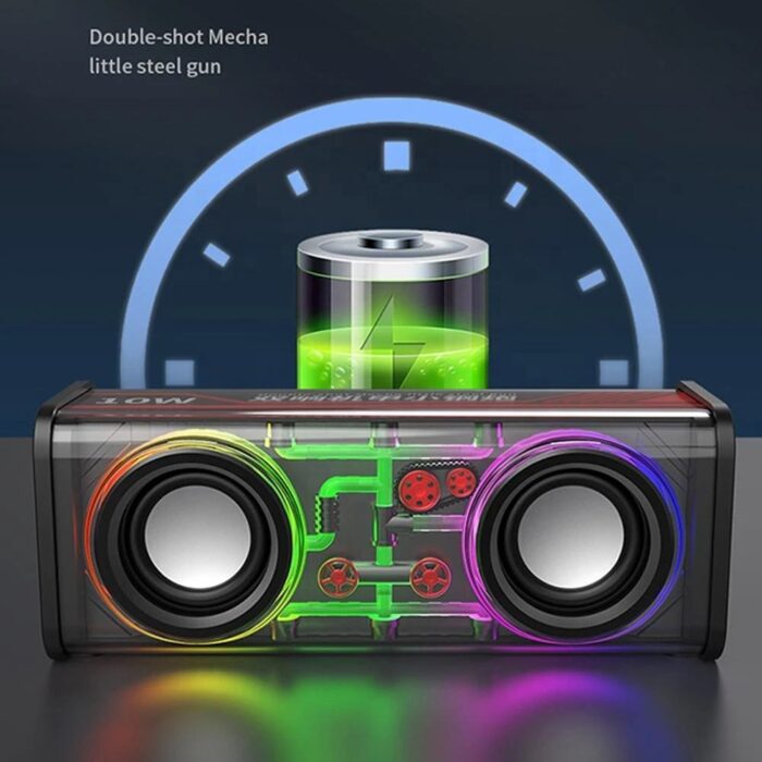 V8 Transparent Mechanical TWS Subwoofer Wireless Bluetooth Speaker - Image 4
