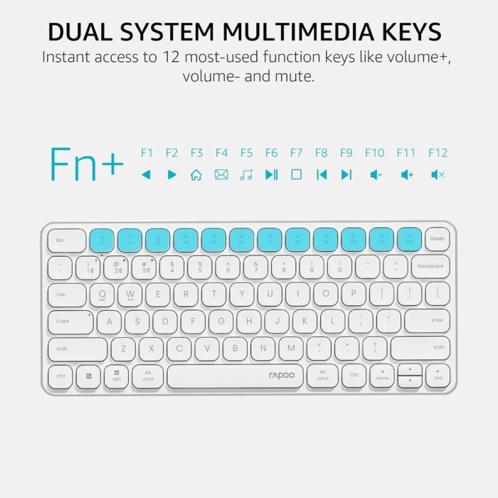 Rapoo E9050L Ultra-Slim Multi-Mode Wireless Keyboard – White - Image 1