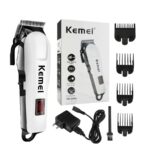 Professionals Design Perfect Shaver And Haircut Rechargeable Beard And Moustaches Hair Machine And Trimming With Cord And Without Cordless Use km809A(White)