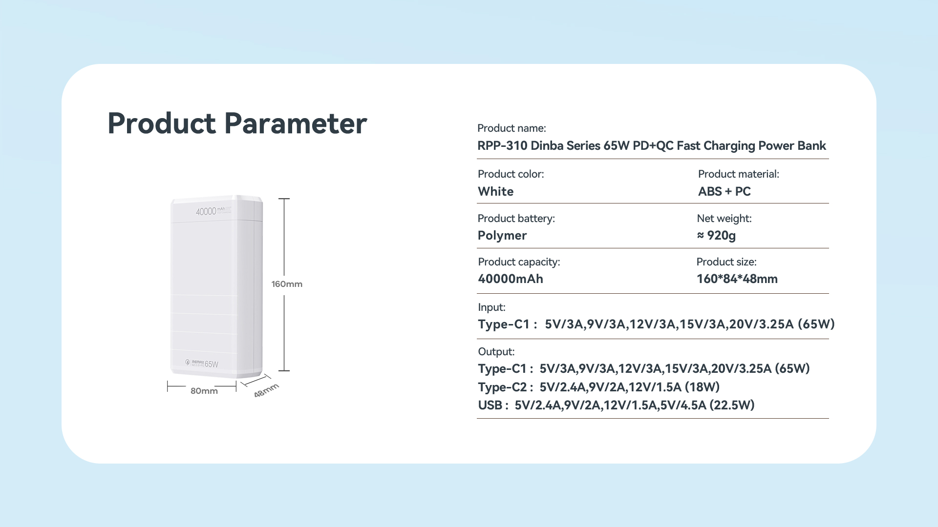 product_image_22930 Remax RPP-310 Dinba Series 65W PD+QC Fast Charging Power Bank Price In Bangladesh - Image 5