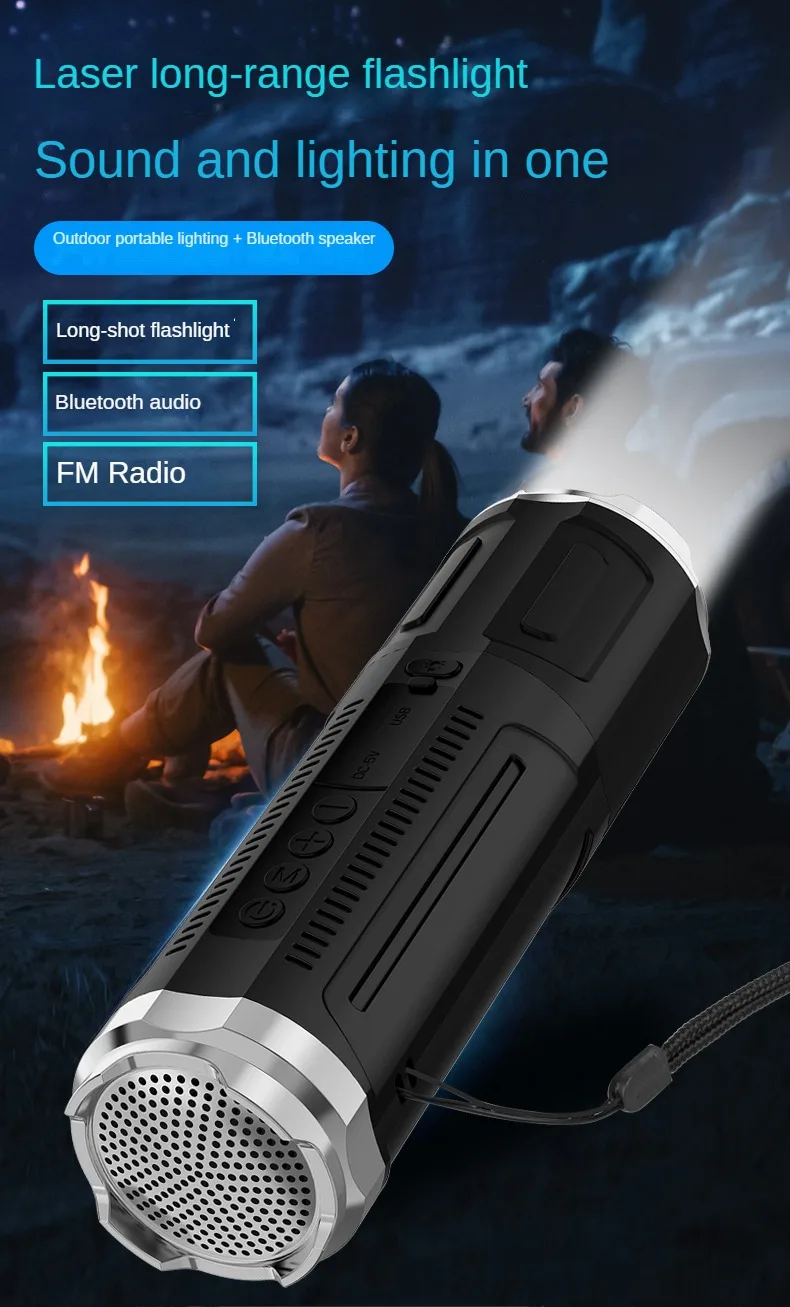 product_image_22997 (1) Portable Bluetooth Speaker With Zoomable Flashlight - 4 Dimming Modes FM Radio Long Lasting Life - Image 2
