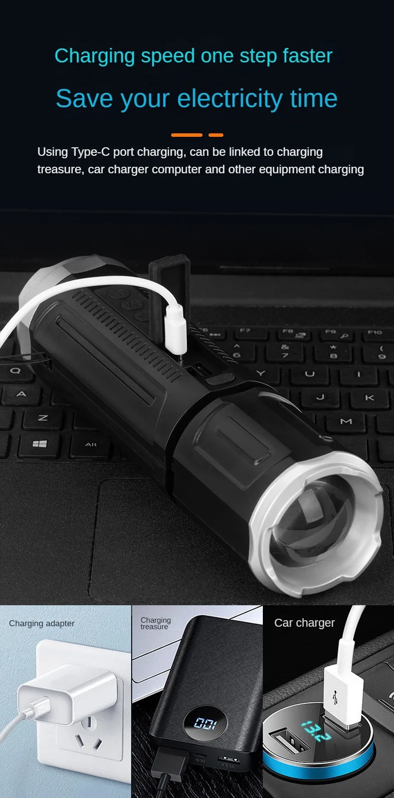 product_image_23001 (1) Portable Bluetooth Speaker With Zoomable Flashlight - 4 Dimming Modes FM Radio Long Lasting Life - Image 6