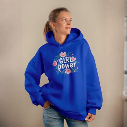 Premium Comfortable Printed Ladies Winter Hoodie ( Blue )
