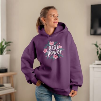 Premium Comfortable Printed Ladies Winter Hoodie ( Purple )