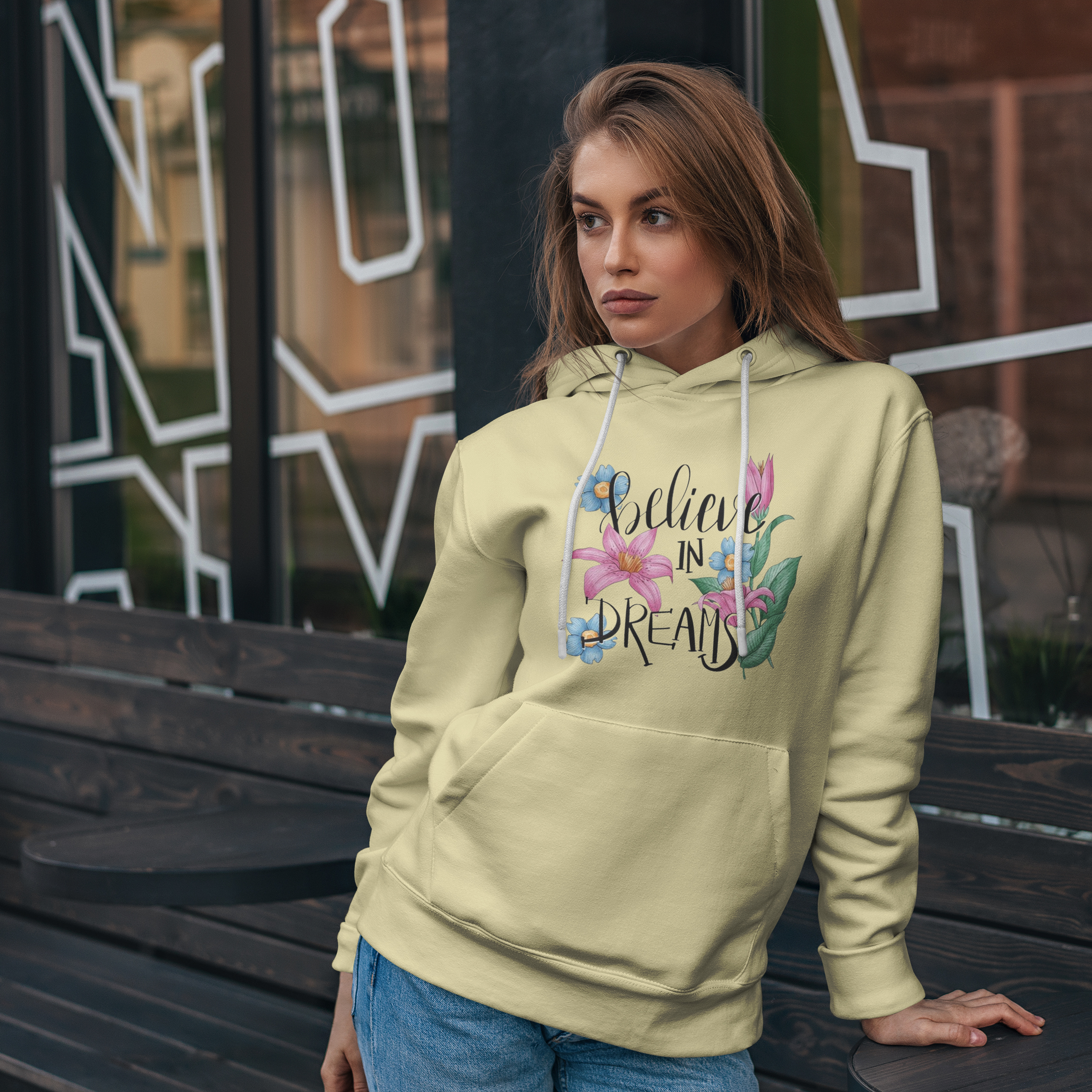 product_image_23568 Premium Comfortable Printed Ladies Winter Hoodie ( Yellow ) - Image 1