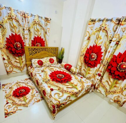 Water Proof China Premium 3D Design Bed Sheet King Size (7 ft/8 ft)