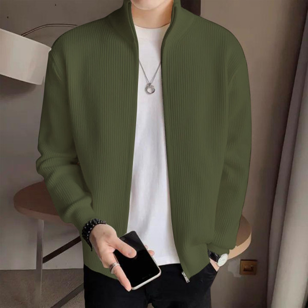 product_image_23952 Men's Rib jacket Lite Olive Colour (Full Zipper) - Image 1