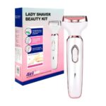4-in-1 Rechargeable Lady Shaver & Hair Removal Beauty Kit for Women | Painless Electric Razor, Eyebrow, Nose & Body Hair Trimmer (USB Charging)